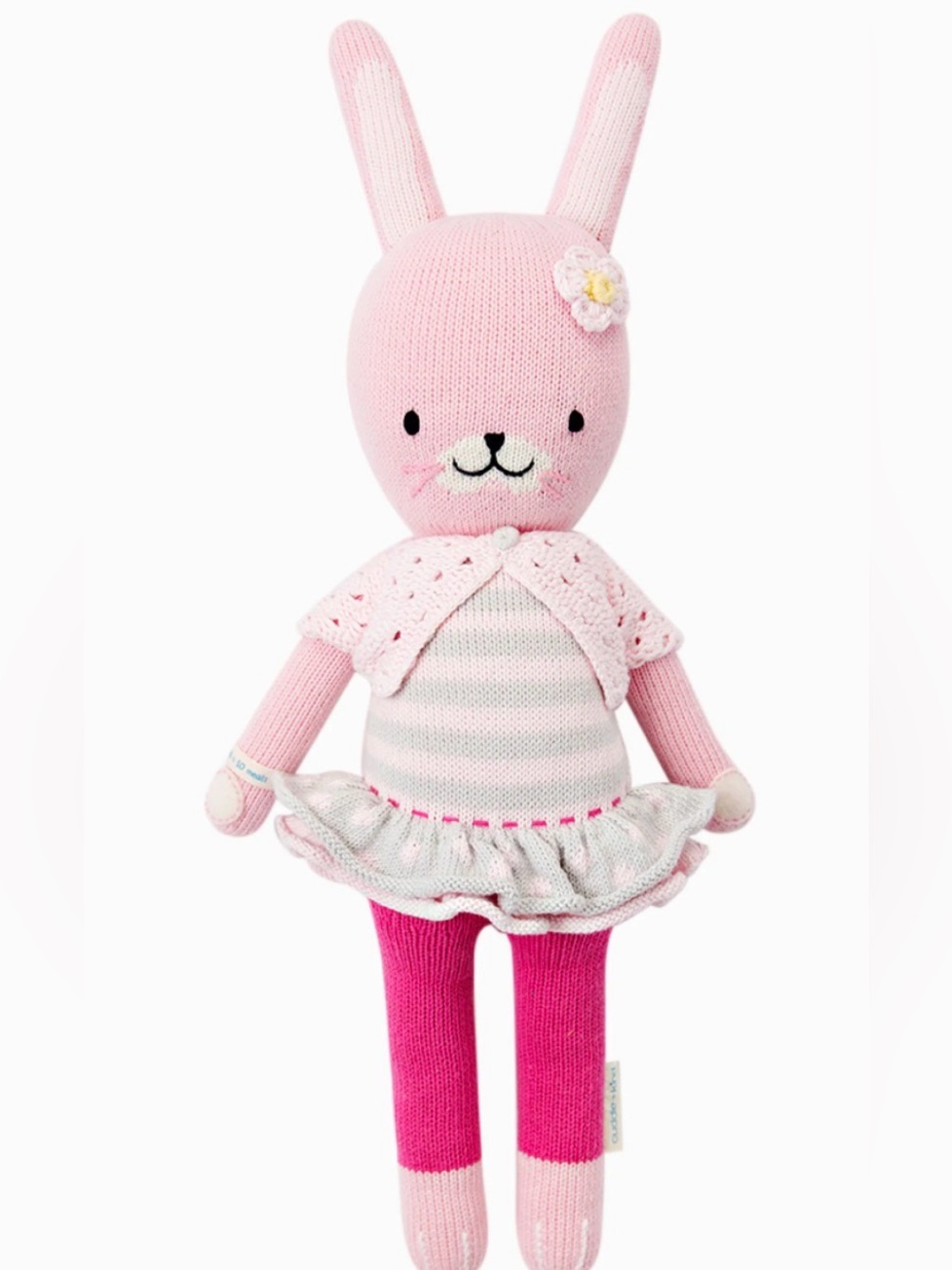Handcrafted Pink Bunny Knit Doll - Plush Dress-Up Toy